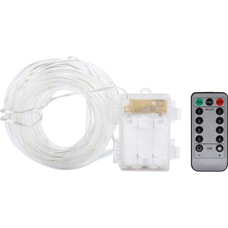 Guirlande lumineuse de 5 m en fil de cuivre, 50 LED, alimentée par piles, 8 modes d'éclairage (multicolore) (1/5)