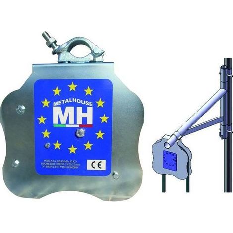 Vigor 4972520 Carrucola di Sicurezza Autobloccante K50 Portata Massima 50 Kg Diametro Fune 18-20 mm Altezza Max 30 m Acciaio Zincato