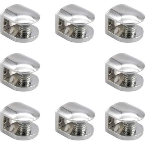 ZOLGINAH 8Pcs Pince à Verre Pince Support en Alliage de Zinc Fixations Réglable Support pour Tablettes en Verre de 6-8 mm d'épaisseur (1/4)
