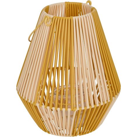 Farol de piscina con asa 23x23x27,5cm Amarillo y Beige - Atmosphera créateur d'intérieur (1/4)