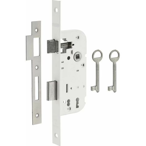Thirard – Serrure encastrable à clé pour porte de chambre – Axe 40mm – Entraxe 70mm – 2 tours – Têtière acier à bouts carrés – 2 clés (1/2)