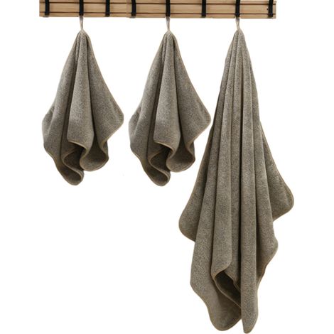 1 ensemble serviette de bain, 1 pièce 70x140 cm + 2 pièces 35x75 cm, velours corail, absorbant, pour salle de bain hôtel spa plage (1/5)