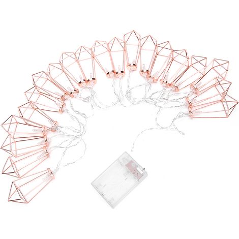 Guirlande lumineuse LED or rose à 20 LED en forme de diamant pour la décoration festive de la maison et de la chambre (1/5)
