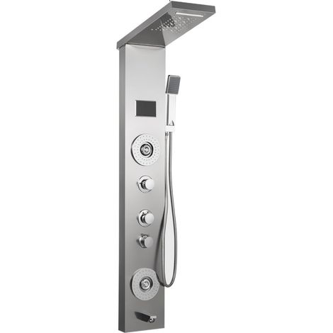 Ensemble de douche mitigeur thermostatique intelli Système de panneau de douche à lumière LED ， robinet de douche à effet pluie cascade ， douche de baignoire à jets de massage SPA avec robinets de bai (1/5)