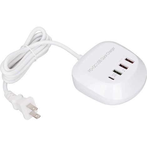 Chargeur USB 4 Ports Détection Auto PD QC 20W Sûr Compact Rapide Station de Charge pour Smartphone Tablette MP3 Prise US 100-240V (1/5)
