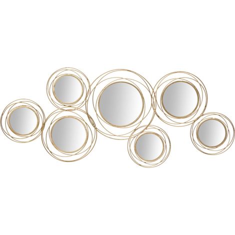 Pannello da muro con specchi dorati Gold Round 124,5x53,5 cm