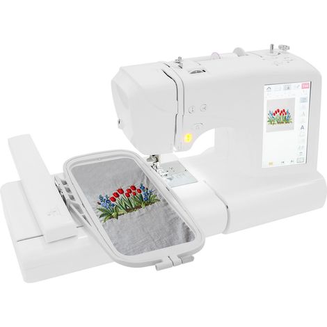 Machine à broder, écran tactile LCD de 7 pouces avec zone de broderie de 100 x 235 mm, machine à broder et à coudre contrôlée par ordinateur, enfilage automatique, avec 168 programmes de couture (1/5)