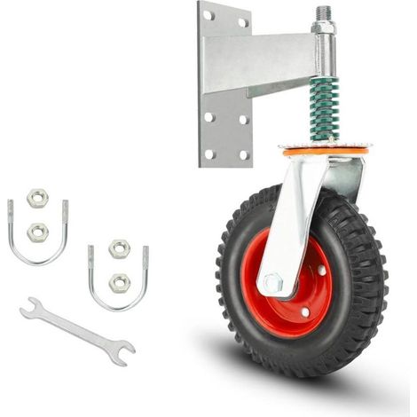 Ruota per cancello da 20 cm – Capacità di carico 272 kg – Molla girevole a 360° – Ammortizzazione – Gomma resistente per diversi tipi di terreno (1/5)