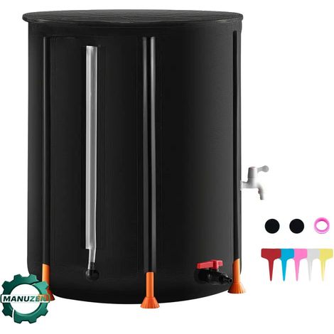 Manuzen - Récupérateur d’eau de pluie pliable 380 L (100 gal) – robinet et trop-plein (1/4)