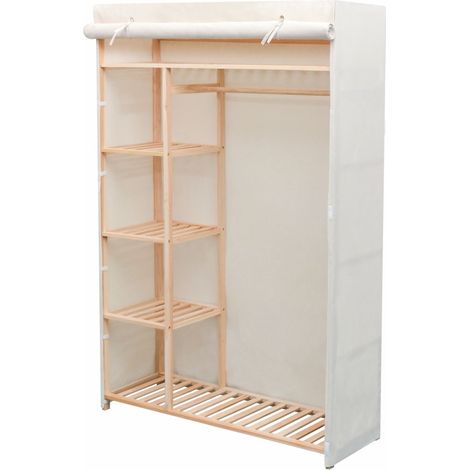 Garde-robe en tissu et bois de pin 110 x 40 x 170 cm (1/5)
