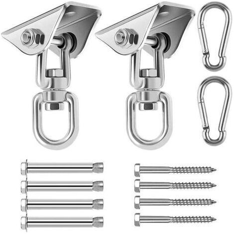 Heavy Ceiling Hook with SUS304 Stainless Steel 360° Rotation 4 Fixing Screws for Concrete Wood Sets Yoga Hammock Hanging Chair Two-piece Suit (1/5)