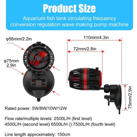 Pompe de Brassage pour Aquarium Fréquence Variable avec Contrôleur Externe Pompe à Vagues Silencieuse Débit Réglable avec Mousse Filtrante pour Aquarium Eau Douce et Eau de Mer
