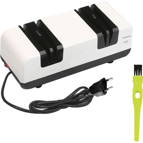 Electric knife sharpener, multifunctional automatic cutting sharpener with 15-degree bevel, coarse and fine grooves for straight serrated knives, scissors, kitchen grinder (1/5)