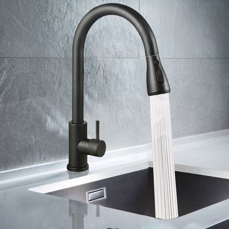 SDLOGAL Flexibler Küchenhahn, Spültisch-Mischbatterie aus Edelstahl, ausziehbar, 360° schwenkbar mit 2 Modi, Hochdruck-Küchenarmatur. (1/5)