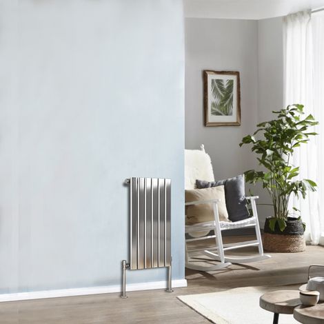 Modern Designer Radiator Chrome Column Flat Panel Central Heating Horizontal Single 600x408mm (1/5)