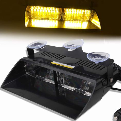 Einteiliges Set aus 16 LED-Notleuchten mit blinkenden Blinkern und 12-V-Saugnapf zur Verwendung auf dem Dach/Armaturenbrett/Windschutzscheibeninnenseite (gelb). (1/5)