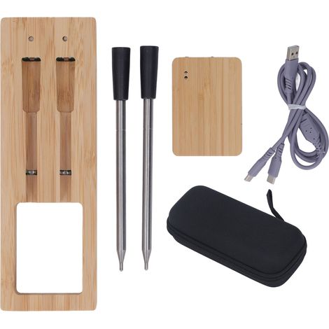 Thermomètre à viande sans fil 2 sondes IP67 rechargeable USB, avec répéteur pour cuisine alimentaire et maison (1/5)