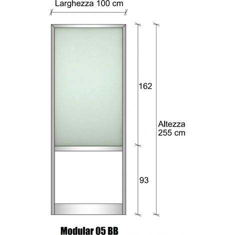 Modulo Continuativo Parete Divisoria in Alluminio e Vetro Satinato e Bachelite 1 Traversa Bassa - H2550xL1000 mm - Colore Verde Mix ITALFROM (1/3)