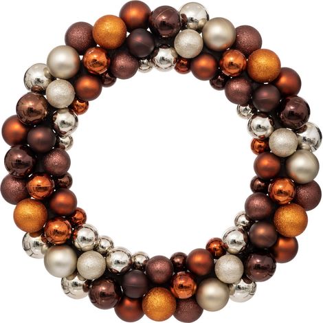 Couronne Boules de Noël Marron Orange D 55 cm - Feeric Christmas