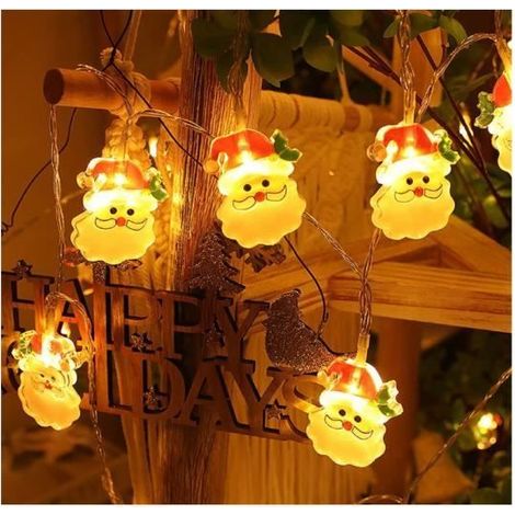 Weihnachts-Lichterkette mit Weihnachtsmann, 20 LEDs und 3 Meter Länge, ideal zur Dekoration von Haus, Garten oder Schlafzimmer.