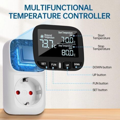 NALOOKAMIC Régulateur de température numérique 230V avec sonde Chauffage Refroidissement Commutateur de température Thermostat Prise pour serre Aquarium Réfrigérateur
