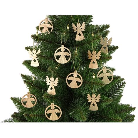 Boules de Noël, anges en bois, décorations pour arbres de Noël, 12 pièces (1/2)