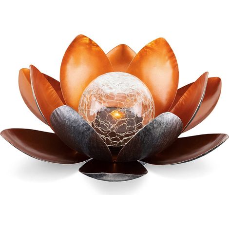 Solar-Lotusblumenlampe – solarbetriebenes, wiederaufladbares LED-Blumenlicht – umweltfreundliche Dekoration für den Gartenteich – Bernstein (1/5)