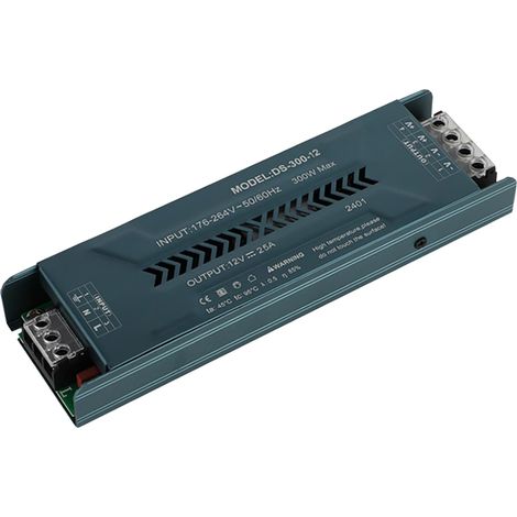 Transformateur LED Driver 220V AC à 12V DC Convertisseur 300W 25A Power Supply Ultra Mince Transfo Adaptateur Alimentation, d'alimentation Basse Tension Transfo LED de Tension Constante (1/5)