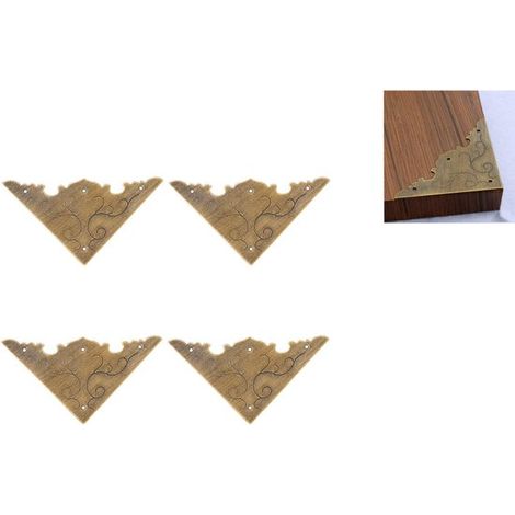 Ensemble de protections d'angle antiques pour meubles, ornements en laiton, armoires à bijoux en bois, protection intégrale, protections d'angle métalliques, ensemble de 4 protections d'angle pour liv (1/5)