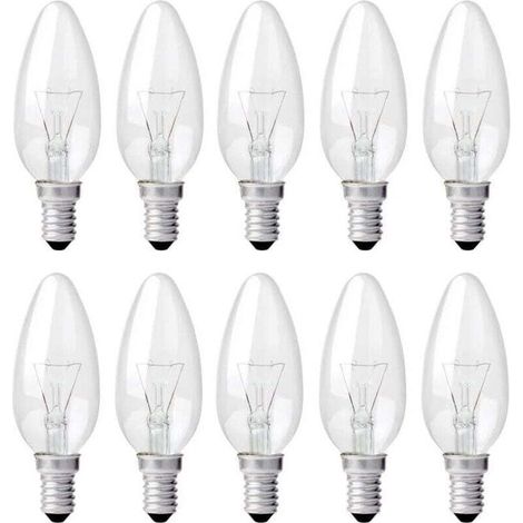 Ampoule flamme transparente E14 40 W, intensité variable, blanc chaud 2 700 K, 400 lm, culot à vis Edison, lot de 10 (1/4)