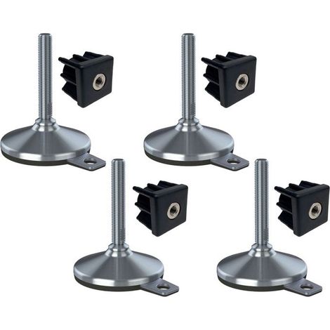 Leveling foot - NGI - Stainless steel - Self-draining - Threaded - Black