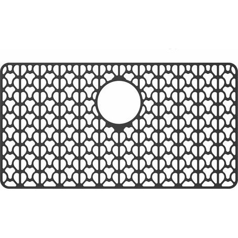Tapis d'évier en silicone, tapis de protection, adapté aux éviers, résistant aux hautes températures, pliable, antidérapant, tapis de drainage, 66 x 35 cm (gris).
