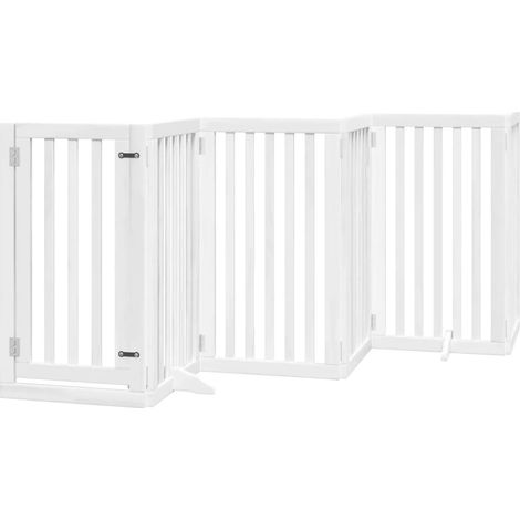 Barrière de sécurité pour chien animaux de compagnies et porte 6 panneaux bois de peuplier blanc (1/5)