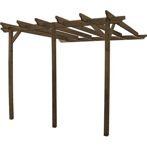 Wall Mounted Garden Pergola 3 Posts - Wood - L180 x W720 x H270 cm - Light Green
