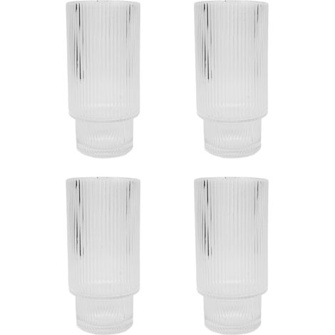 Ensemble de 4 verres à café hauts vintage empilables, élégants et parfaits pour le café glacé, les jus de fruits et la bière. Contenance : 325 ml (11 oz). Verre à grain vertical. (1/5)