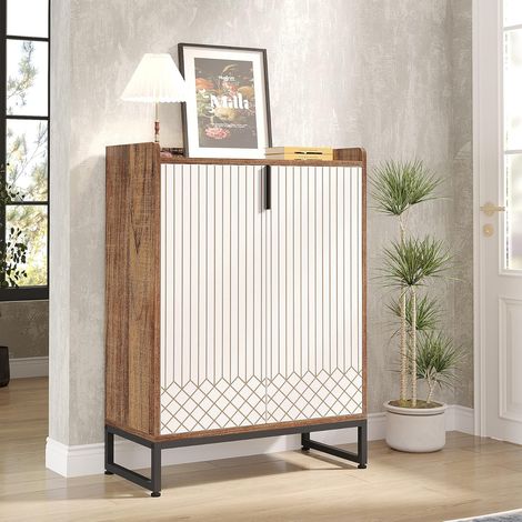 Tribesigns Shoe Cabinet with Doors, 6 Tiers Shoe Storage Cabinet for Entryway, 25 Pairs Wooden Shoe Cabinets, Modern Shoe Organizer Storage for Living Room, Bedroom, Hallway, Closet, Brown