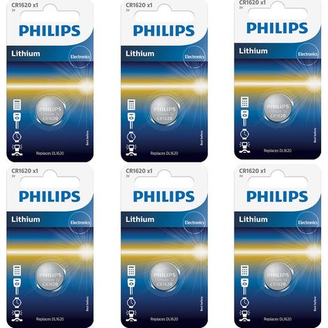 .6 Piles Philips CR1620.