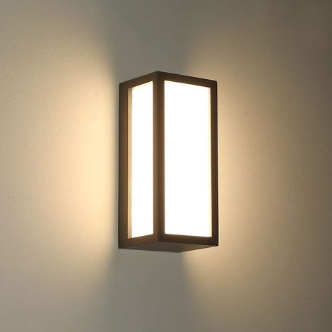 Applique murale extérieure, Corps en aluminium, Design moderne, Étanche IP55, blanc froid, couleur noire, pour éclairage extérieur des façades et jardins, OUYLAF (1/5)