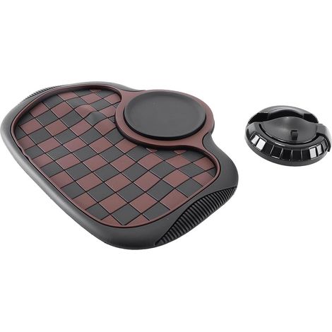 Tapis de voiture multifonction antidérapant, tapis de tableau de bord rotatif à 360 degrés en PVC avec numéro de stationnement temporaire et grand tapis, support téléphone (1/5)