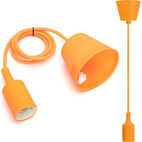 E27 Fassung Pendelleuchte Esstisch Höhenverstellbar E27 Pendelleuchte mit 1m Kabel Pendelleuchte mit Deckenhalterung Kinderlampe DIY Dekobeleuchtung Orange (1/5)