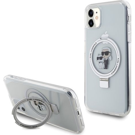Funda Karl Lagerfeld MagSafe Ring Stand para iPhone 11, color blanco. (1/5)