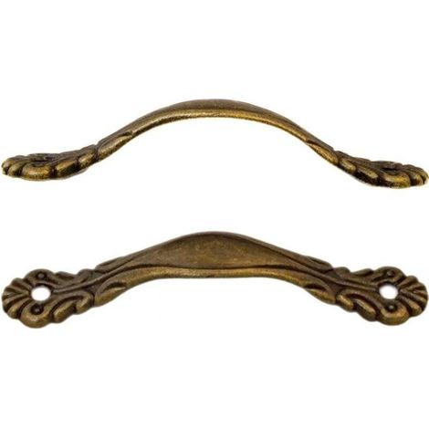 Maniglie per cassetti KZQ, maniglie per mobili in ferro per ante di armadi, cassettiere, cassettiere, stile retrò vintage, design antico, bronzo, 82x14 mm, set da 2 (1/4)