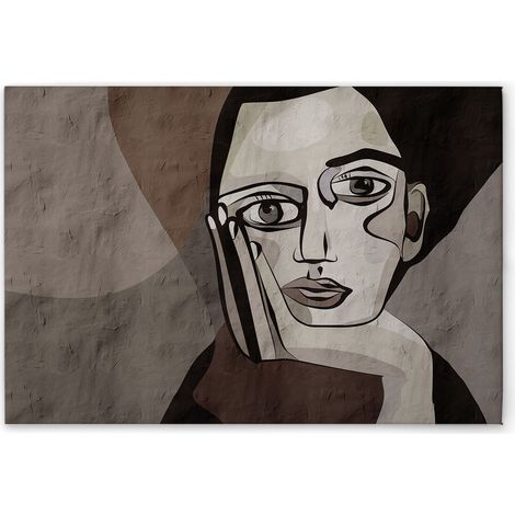 Leinwandbild Minimalistisch Abstrakt M1-No.51334 - Kunstdruck auf Leinwand in Grau Braun - Wandbild 90 x 60 cm (1/5)