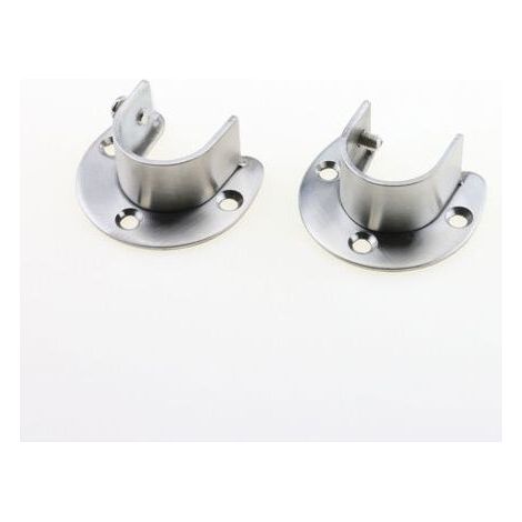 Lot de 4 supports de tringle de placard en acier inoxydable, bride de douille de tringle en forme de U, supports d'extrémité de supports de tringle de placard avec vis, argent (25 mm) (1/3)