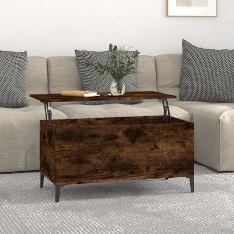 Table basse Table d’Appoint salon, style industriel Chêne fumé 90x44,5x45 cm Bois d'ingénierie BV13623 (1/5)
