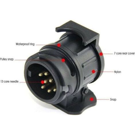 Adaptateur Prise attelage remorque 13 vers 7 pôles 12V 50A pour Véhicules