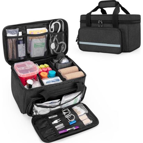 Erste Hilfe Tasche leer, Notfalltasche mit vielen Fächern, schwarz