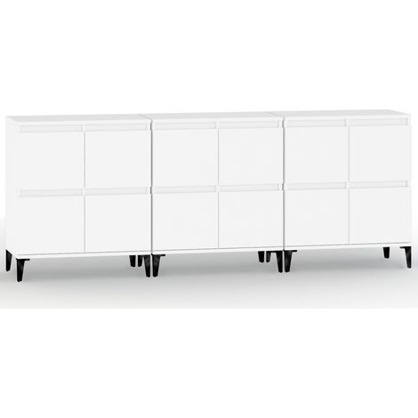 Credenza buffet cassettiera mobile contenitore organizer cucina soggiorno soggiorni 3 pz 60 x 35 x 70 cm legno composito bianco 020036991