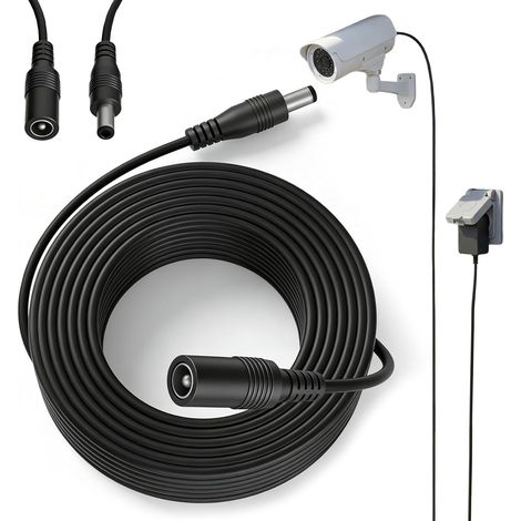 Cordon d'extension d'alimentation 12V DC, Câble d'extension 5.5mm x 2.1mm compatible avec adaptateur d'alimentation ou chargeur mural 12V DC pour caméra de sécurité CCTV, caméra, projecteur LE (1/5)