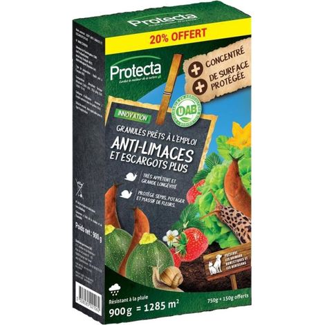 Anti limaces et escargots concentrés 3% – Granulés à base de phosphate ferrique – Action rapide et respectueux de l'environnement – 750g – Protecta
